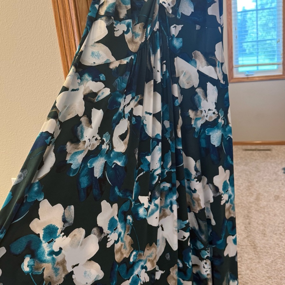 Calvin Klein Abstract Blue and White Dress